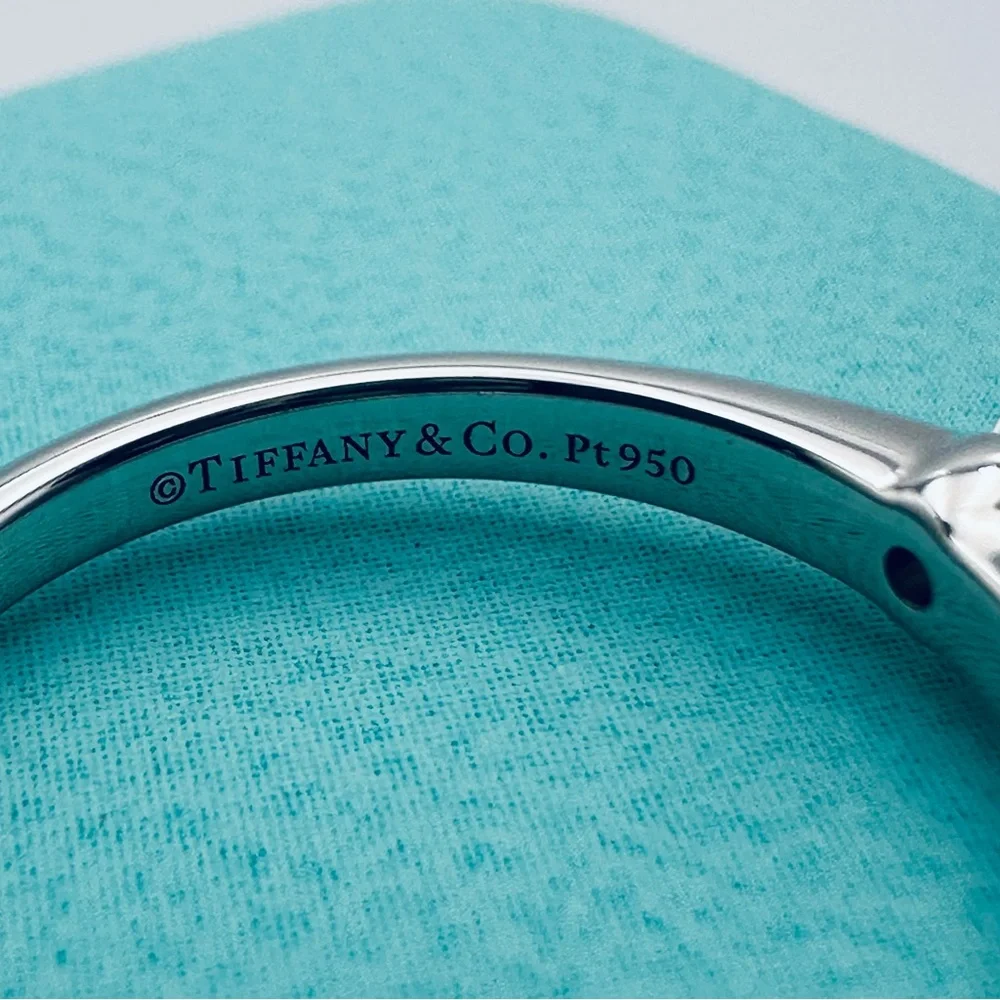 Tiffany & Co. .34 TCW Diamond Engagement Ring in Platinum Size 5.75 w Packaging
